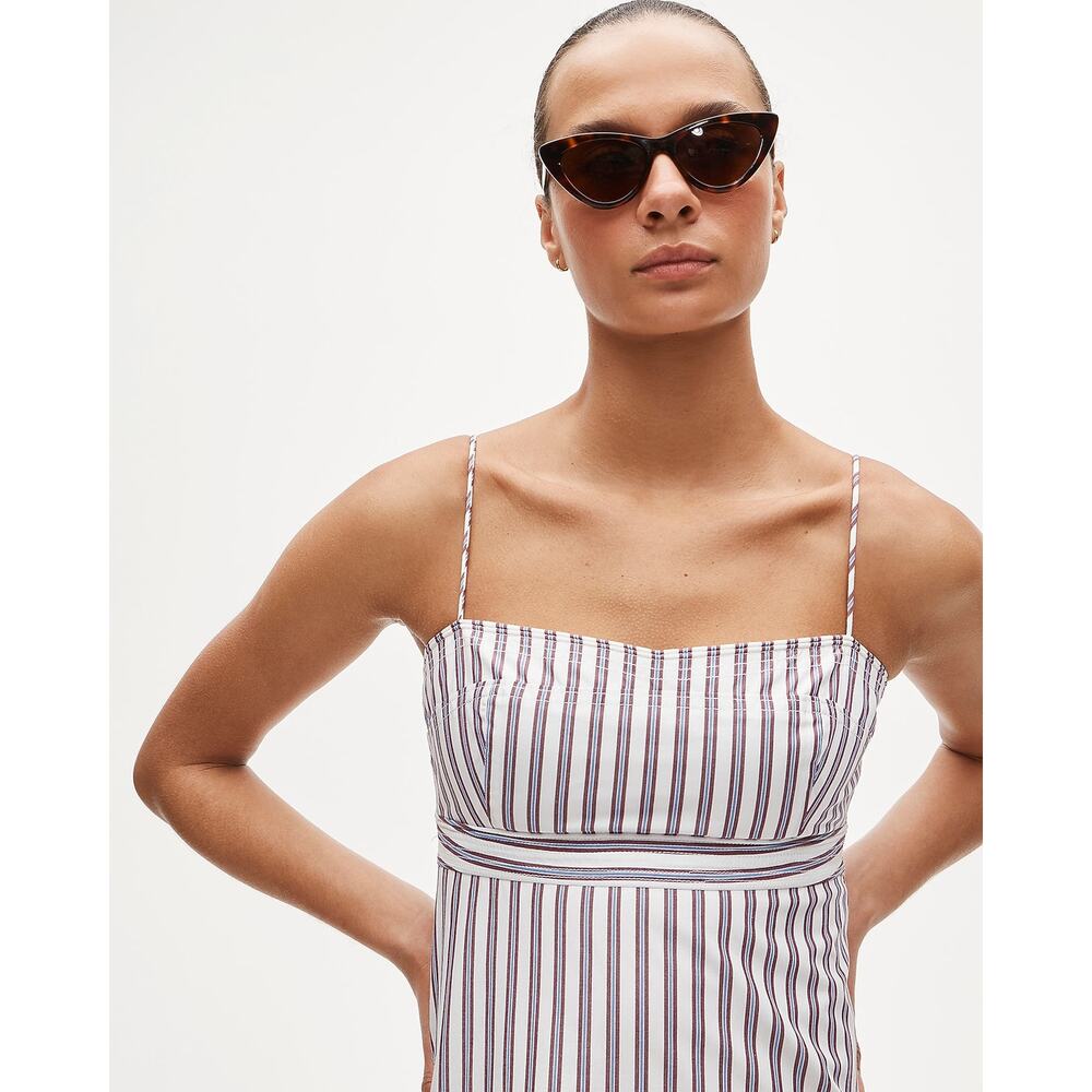 J.Crew Minimalist Empire Waist Dress Striped Cotton Poplin Crushed Crimson 2 - Picture 2 of 11